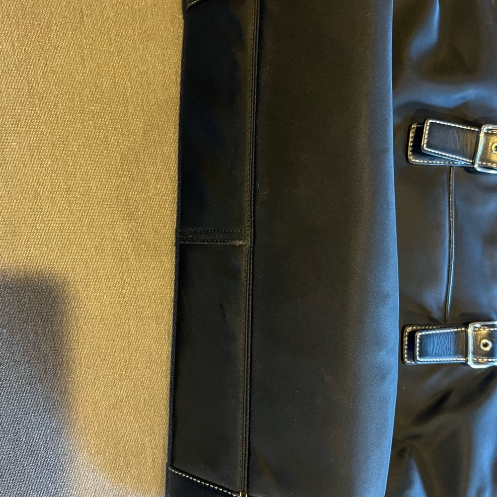 Coach Nylon Black Tote Leather Trim Shoulder Logo Purse Work Travel - Picture 10 of 16